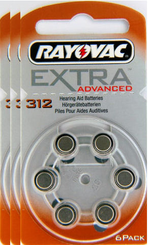 Piles auditives Rayovac extra advanced 312 AE pour 18 piles